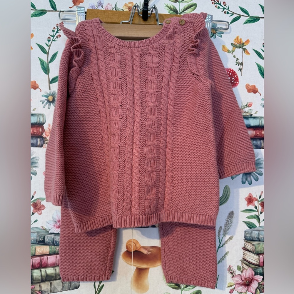 Carter's Little Planet 18m Organic knit ruffled long sleeve and pants set